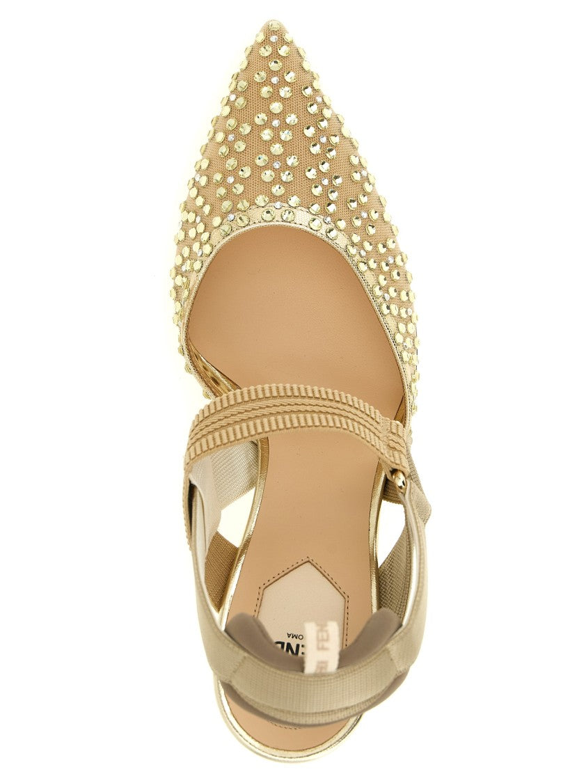 Fendi 'Colibrì' Crystal Application Mesh Slingbacks