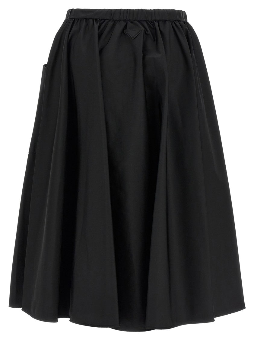 Prada Re-Nylon Midi Skirt With Saffiano Leather Accents