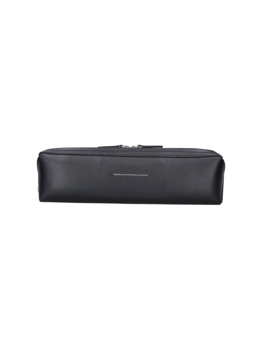 Mm6 By Maison Margiela Black Numeric Calf Leather Zip Pouch