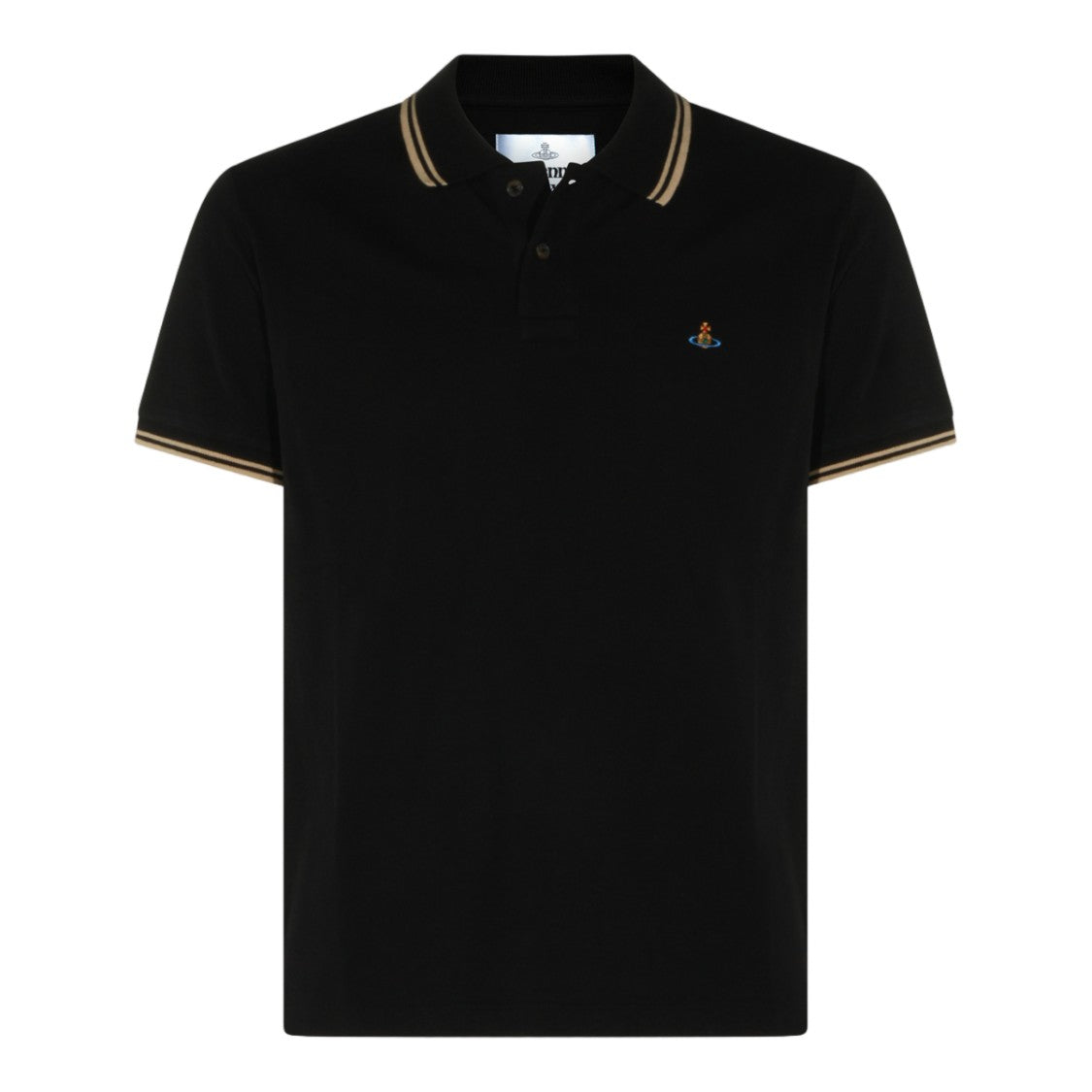 Vivienne Westwood Classic Black Polo Shirt With Ribbed Collar