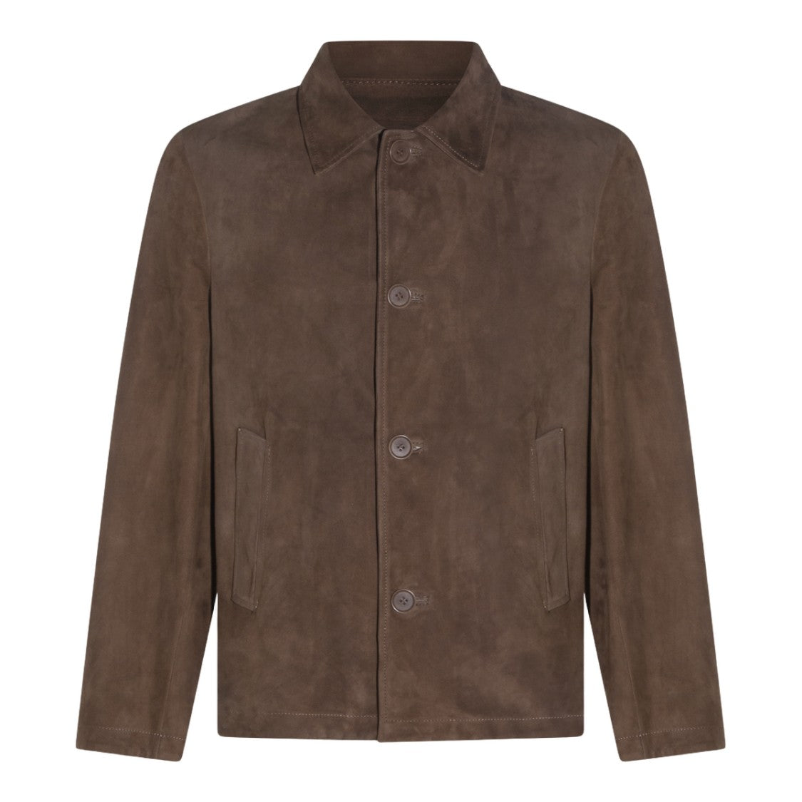 Salvatore Santoro Brown Suede-Like Jacket With Classic Collar