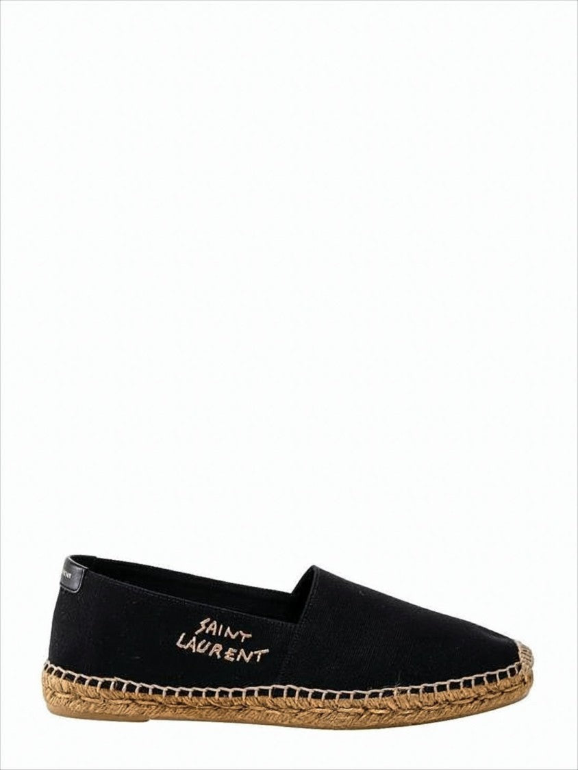 Saint Laurent Embroidered Logo Cotton-Linen Espadrille Sneakers