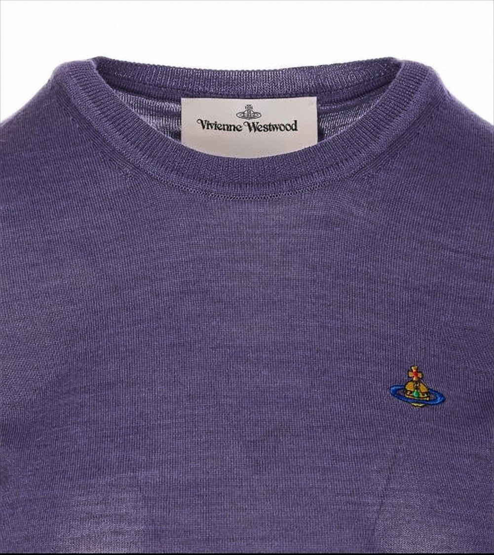 Vivienne Westwood Short-Sleeve Wool-Silk Blend Top With Round Neckline