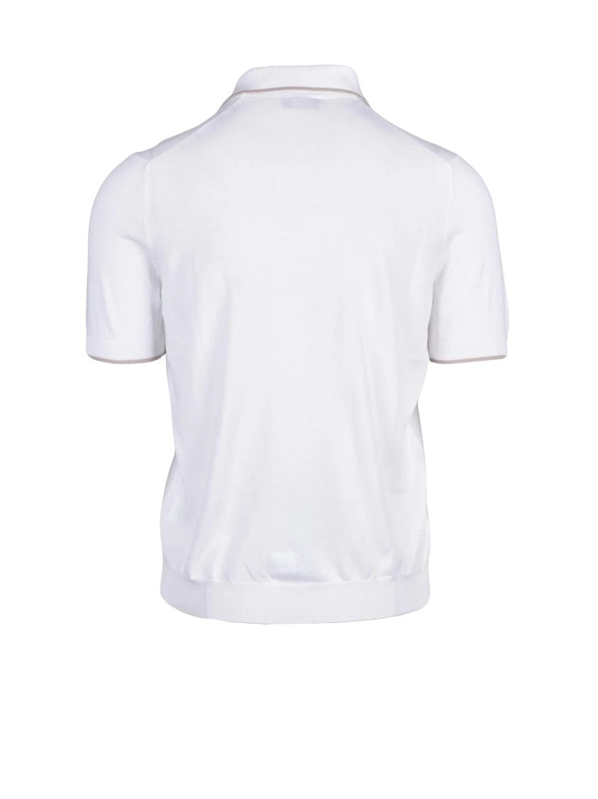 Ambrosio White Cotton Knit Polo