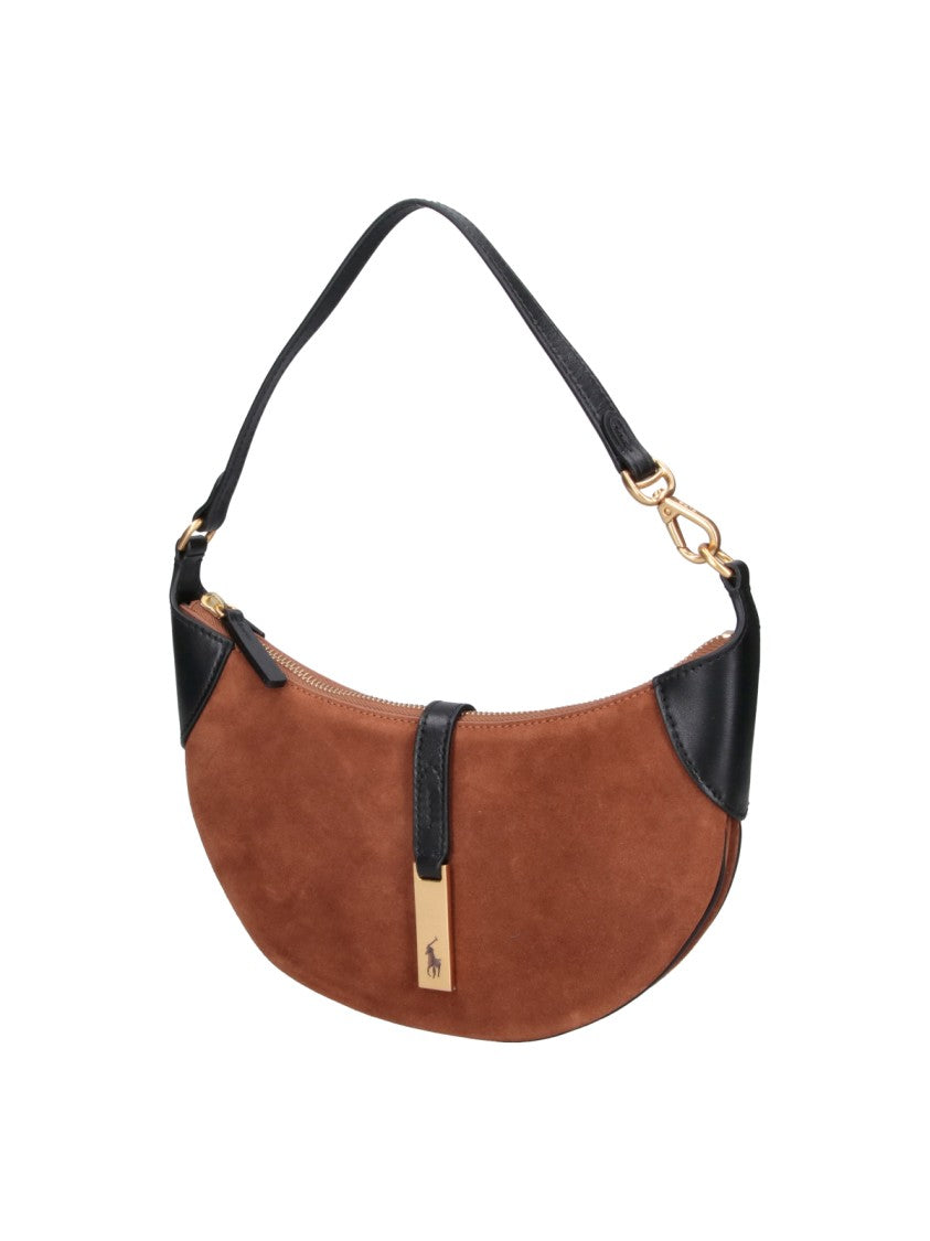 Polo Ralph Lauren Crescent-Shaped Brown Calf Suede Shoulder Bag