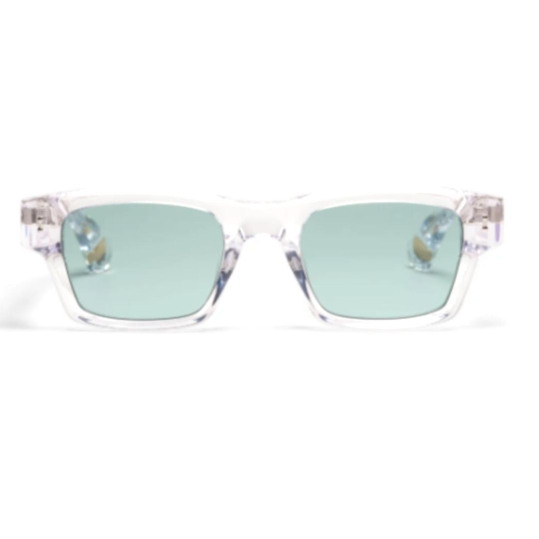 Peter And May Amy Transparent Acetate Sunglasses With Soft Green Lenses