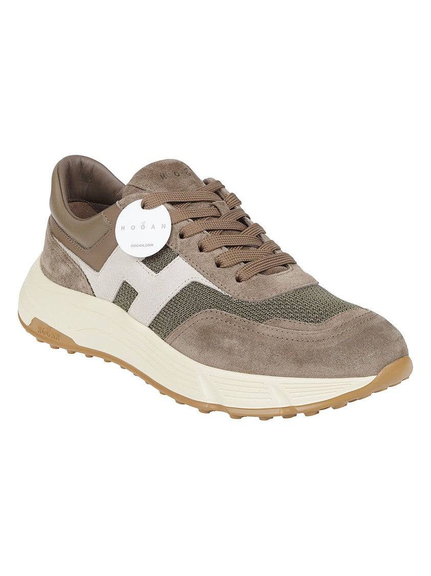 Hogan Hyperlight Taupe Suede-Leather Low-Top Sneakers