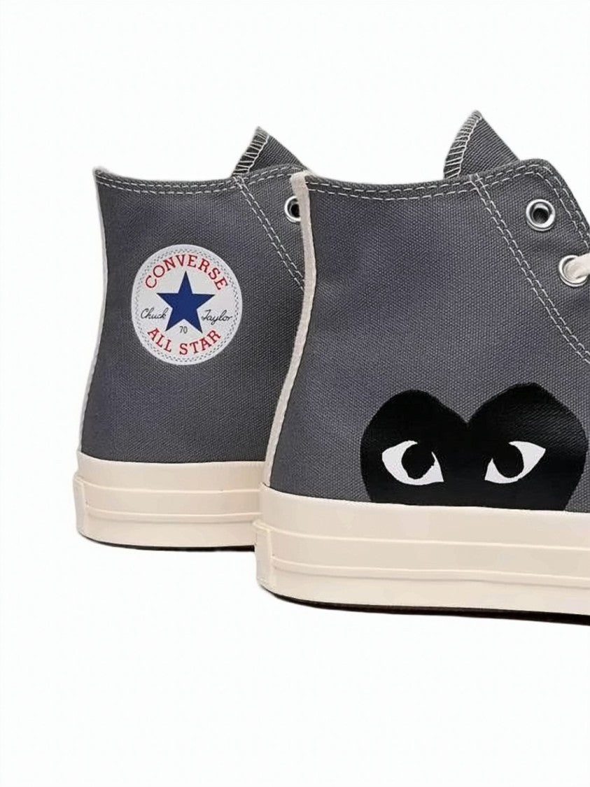Comme Des Garçons Canvas High-Top Sneakers With Distinctive Heart Graphic