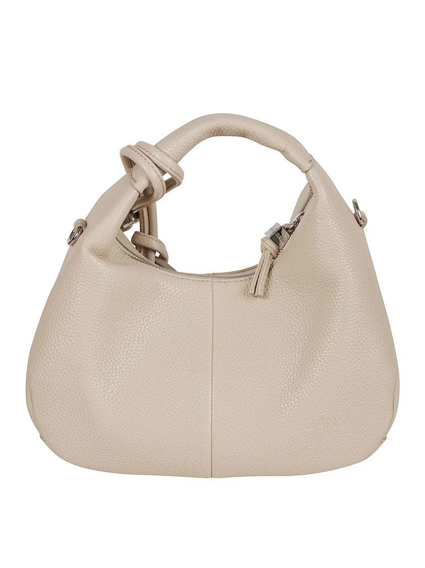 Ganni Beige Synthetic Leather Bag With Hammered Texture