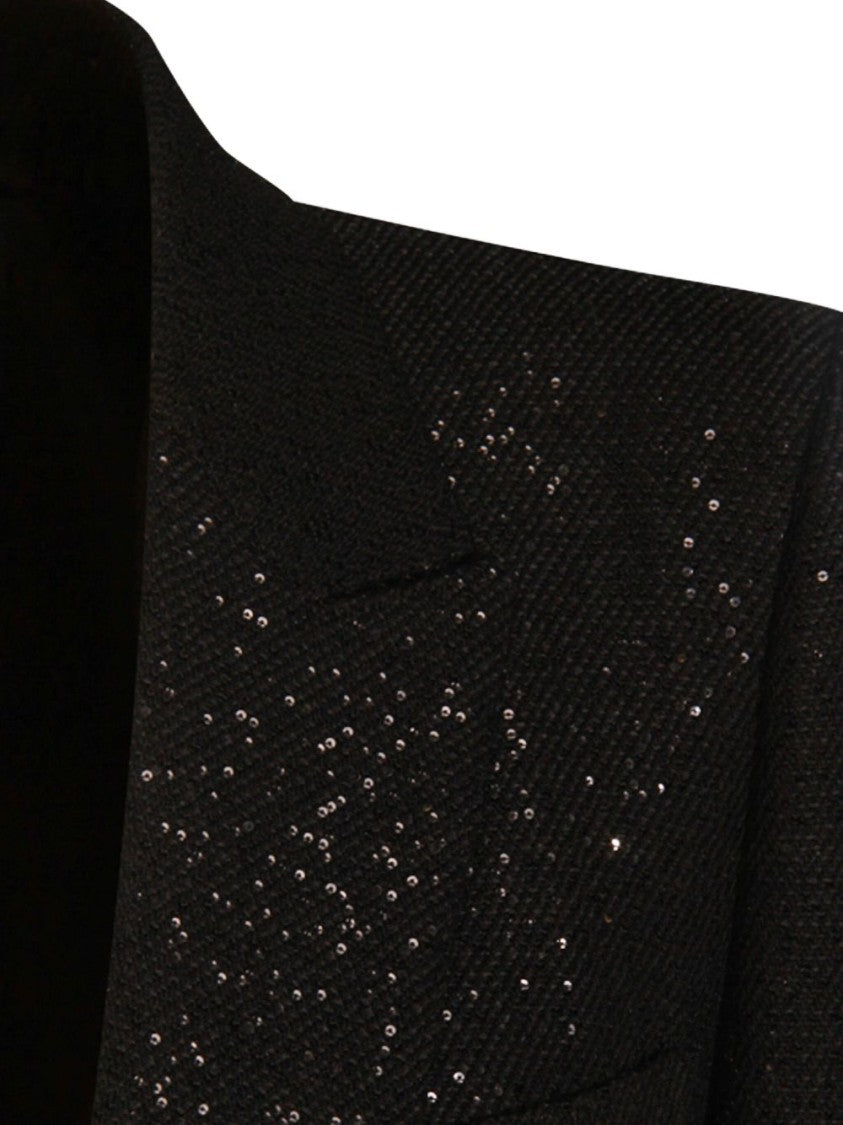 Tom Ford Structured Sequin-Detail Black Blazer