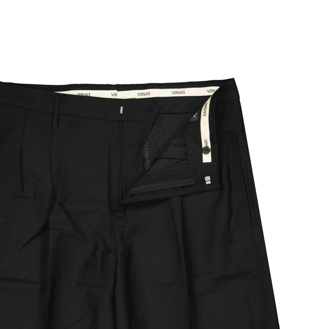 Versace Tailored Black Wool Shorts With Mohair Blend