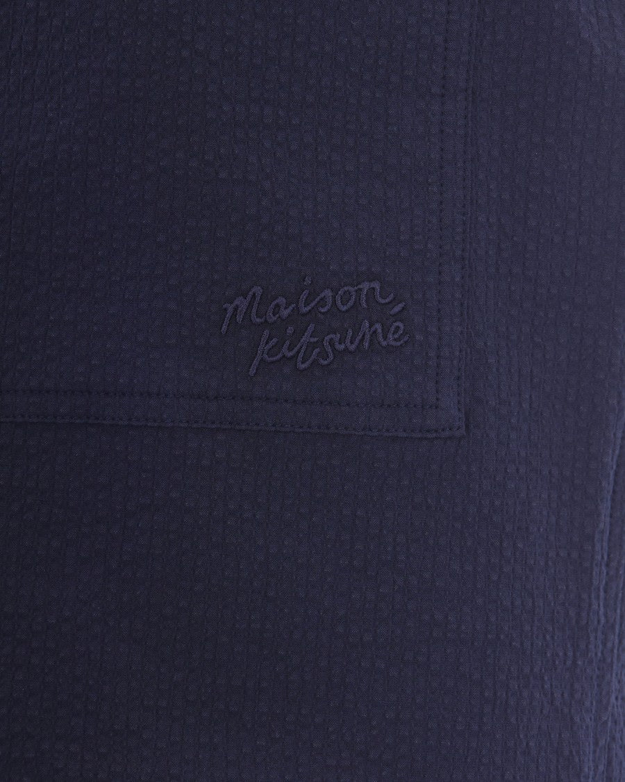 Maison Kitsuné Elasticated Seersucker Shorts With Handwritten Detail