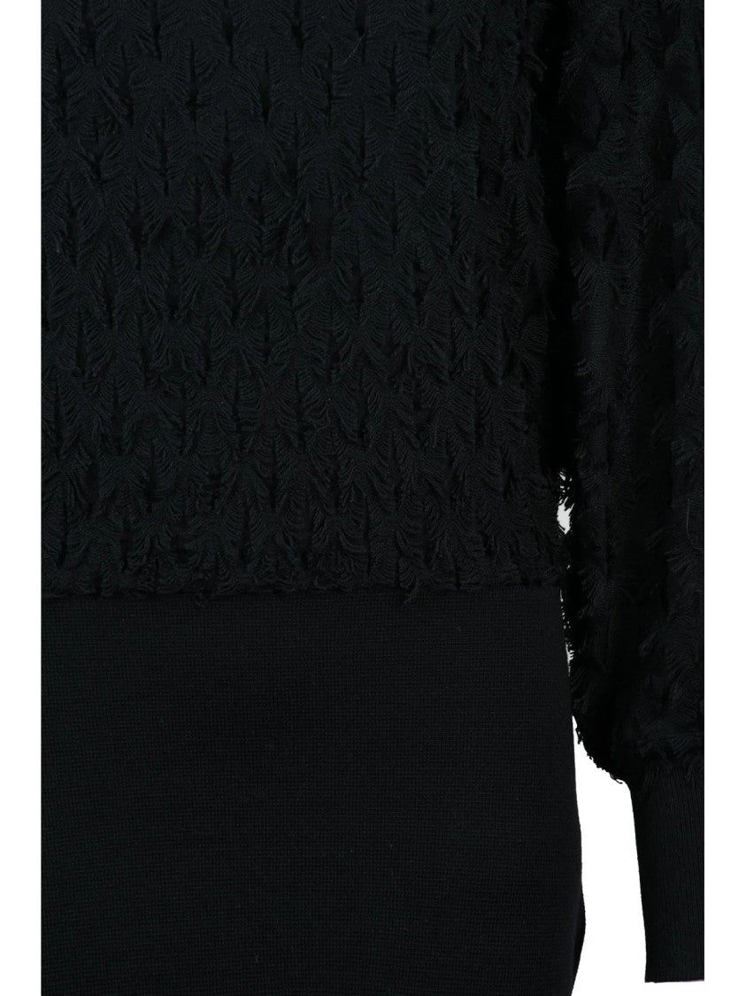 Twinset Actitude Textured Long Knit Dress With Fluid Silhouette And Voluminous Sleeves