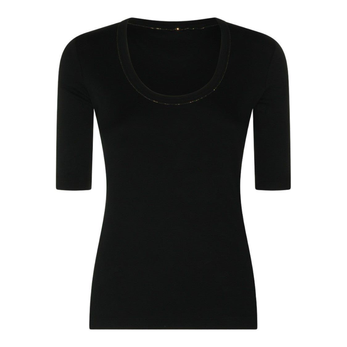 Fabiana Filippi Sleek Fitted Black Top With Scoop Neckline