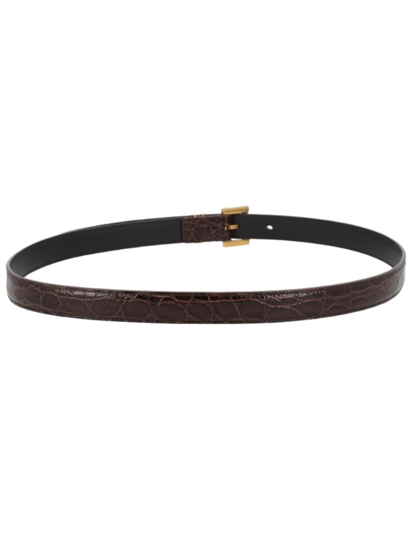 Saint Laurent Cassandre Slim Brown Calfskin Belt