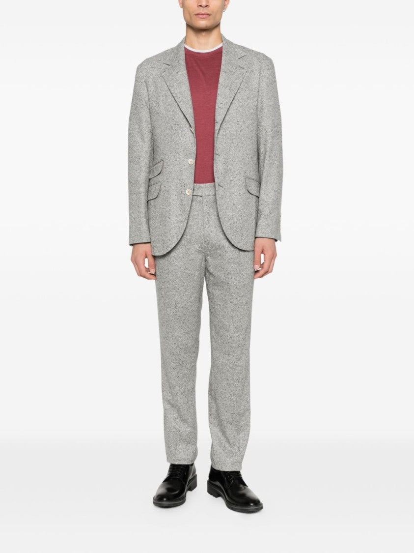 Brunello Cucinelli Red Contrasting Crew Neck Cotton T-Shirt