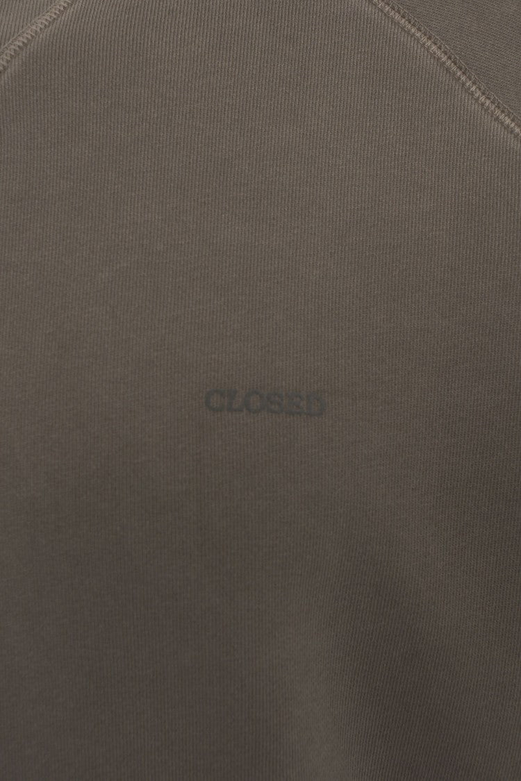 Closed Minimalist Brown Sweatshirt With Crew Neck And Raglan Sleeves
