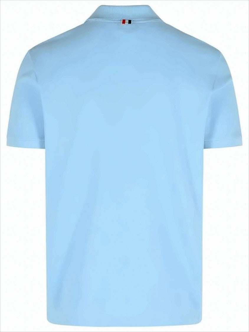 Thom Browne Short-Sleeve Polo Shirt With Structured Collar And Subtle Detailing