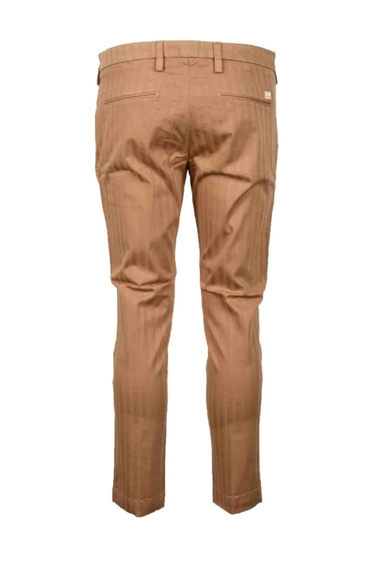 Entre Amis Slim Fit Brown Trousers With Subtle Pinstripe Pattern