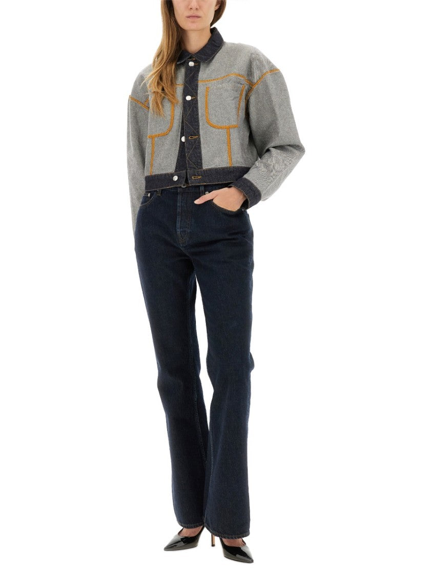 Moschino Cropped Boxy Denim Jacket