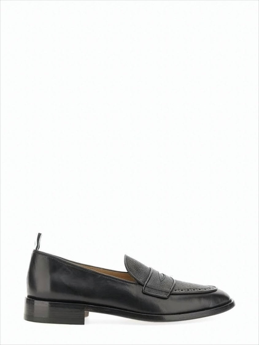 Thom Browne Classic Black Penny Loafers With Signature Striped Pull Tab