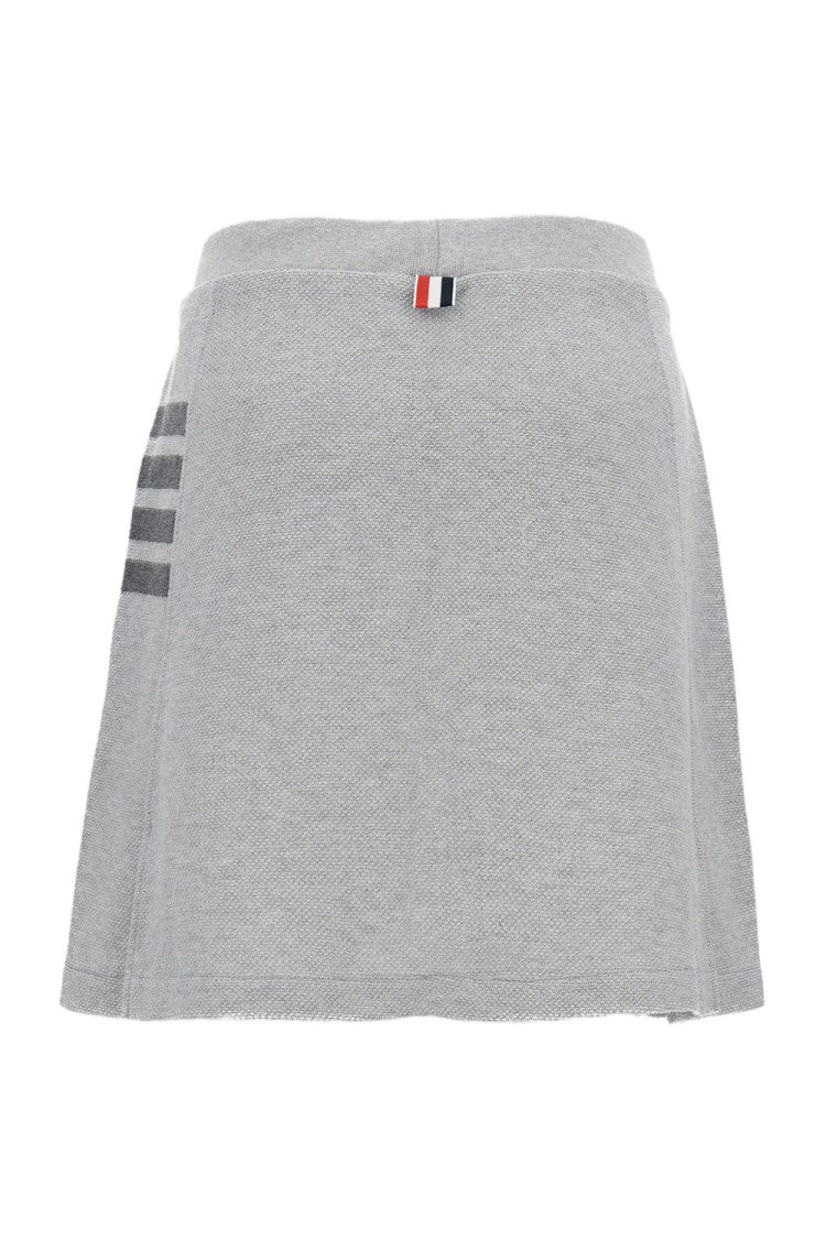 Thom Browne Pleated Milano Stitch Skirt With Signature Grosgrain Tab