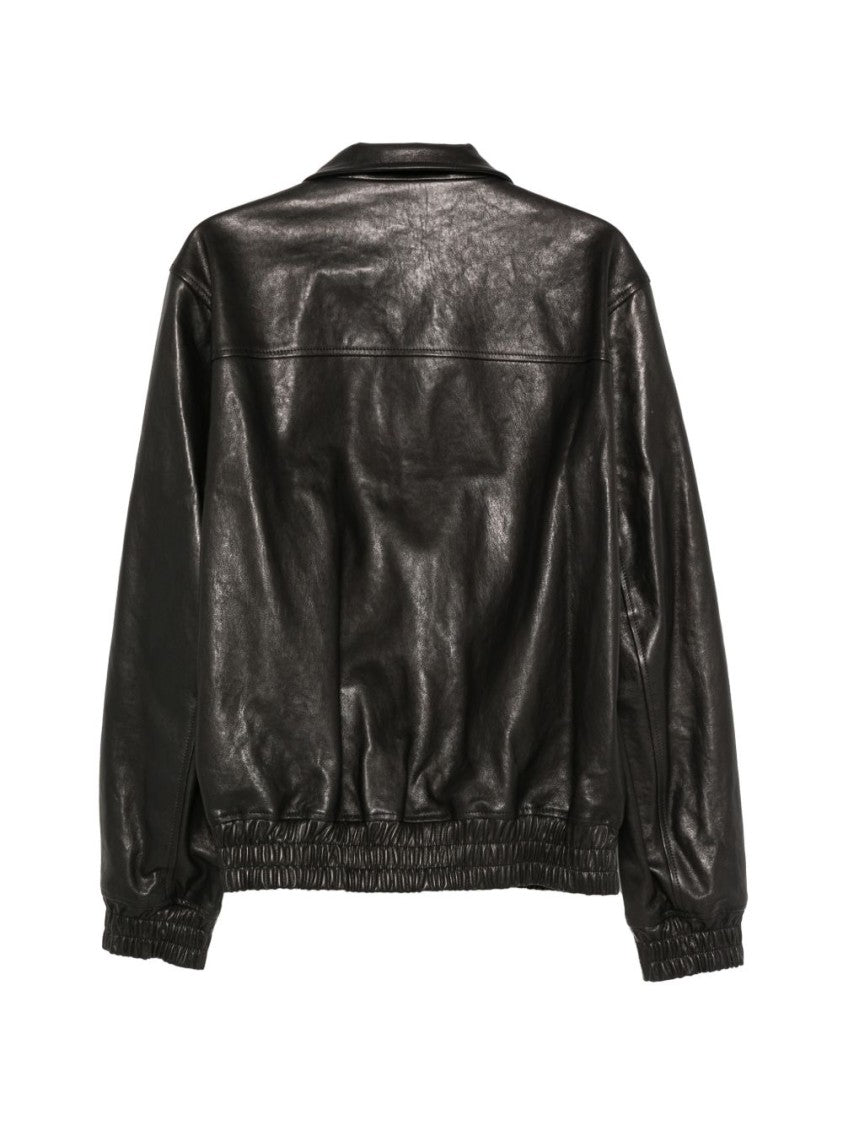 Valentino Garavani Black Smooth Finish Leather Classic Jacket