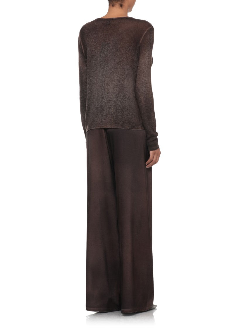 Avant Toi Semi-Sheer Brown Cashmere Jersey With Long Sleeves