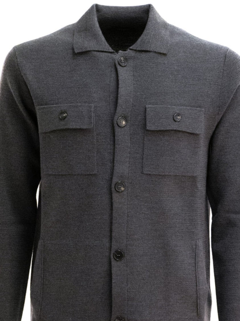 Zanone Dark Grey Button-Up Jacket