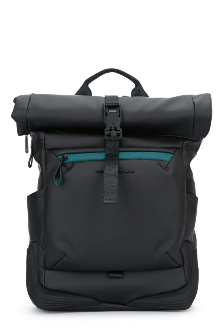 Piquadro Roll Top Backpack With Minimalist Design And Functional Closure