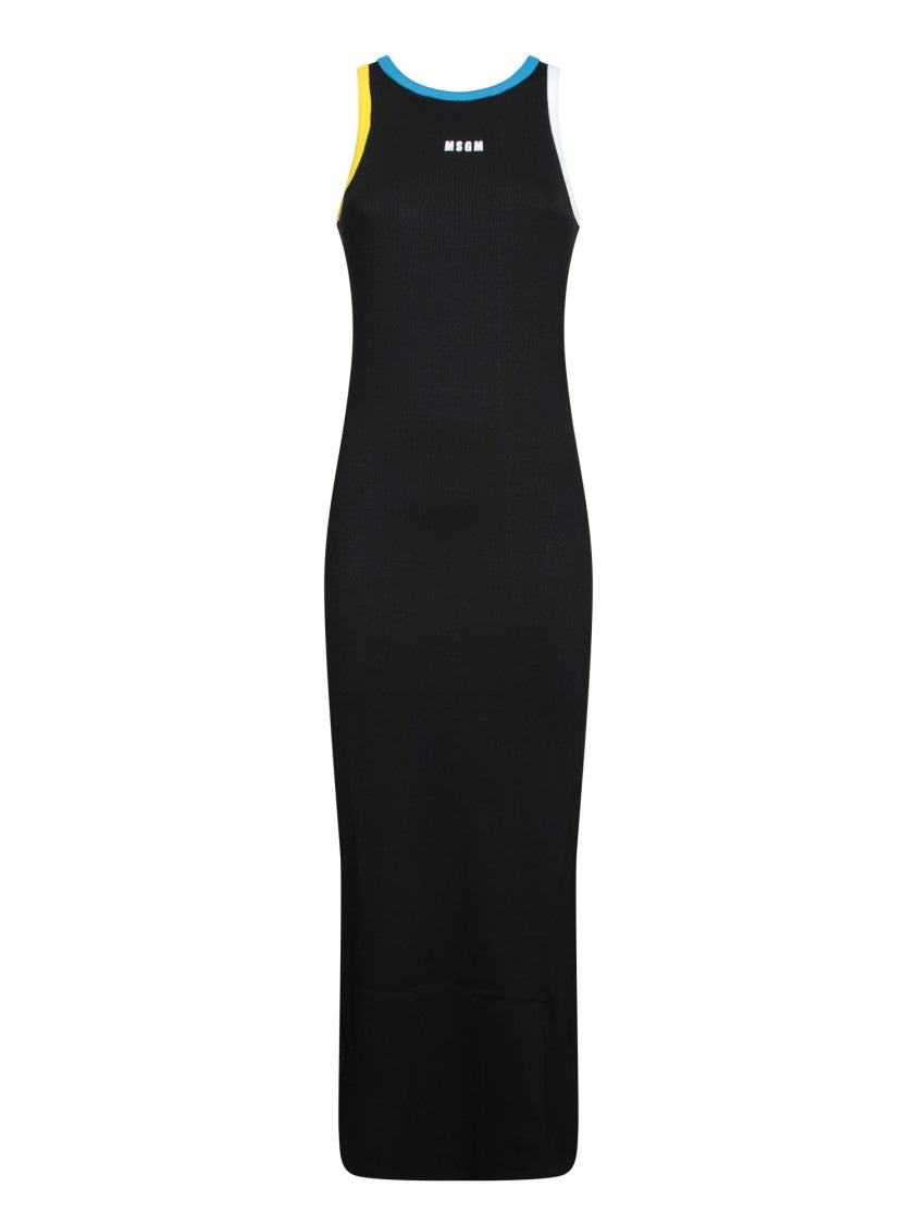 Msgm Sleeveless Midi Dress With Vibrant Accents