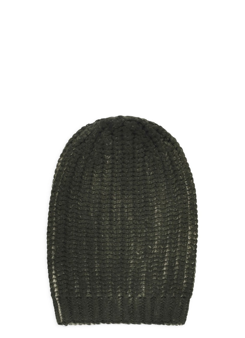 Avant Toi Ribbed Green Wool And Cashmere Beanie