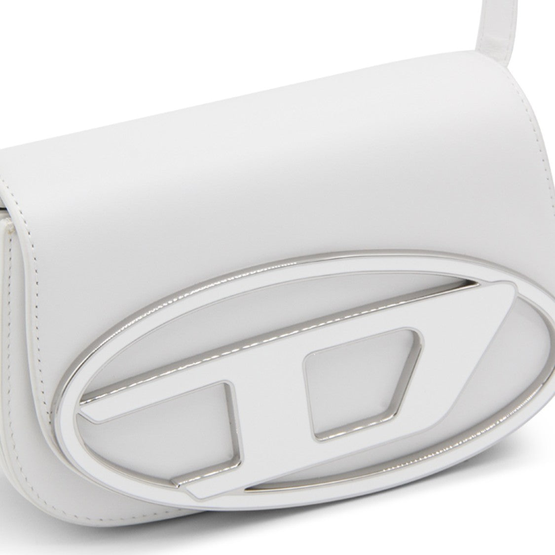 Diesel 1Dr White Leather Shoulder Bag