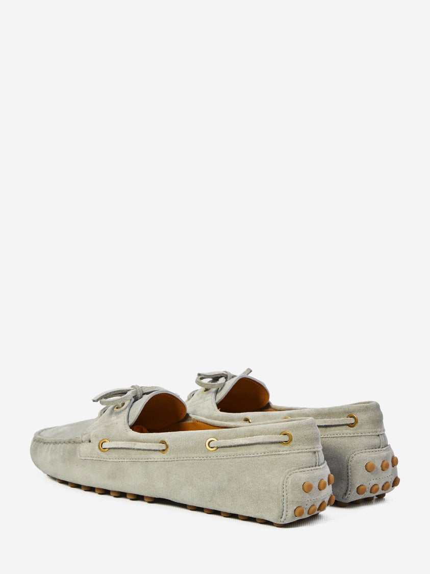 Tod's Soft Suede Driving Moccasins With Lace-Up Detail