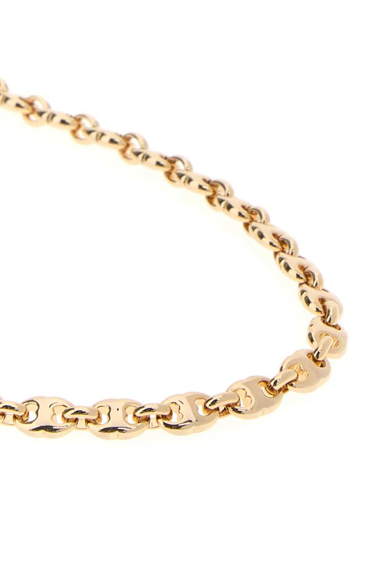 Tory Burch Polished Gold Metal Necklace With Interlocking Links