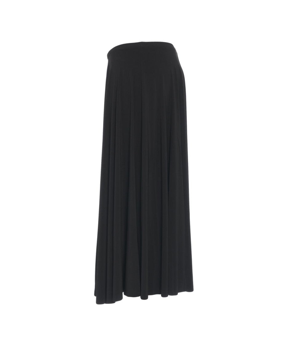 Norma Kamali A-Line Midi Skirt With Pleated Design And Elastic Waistband