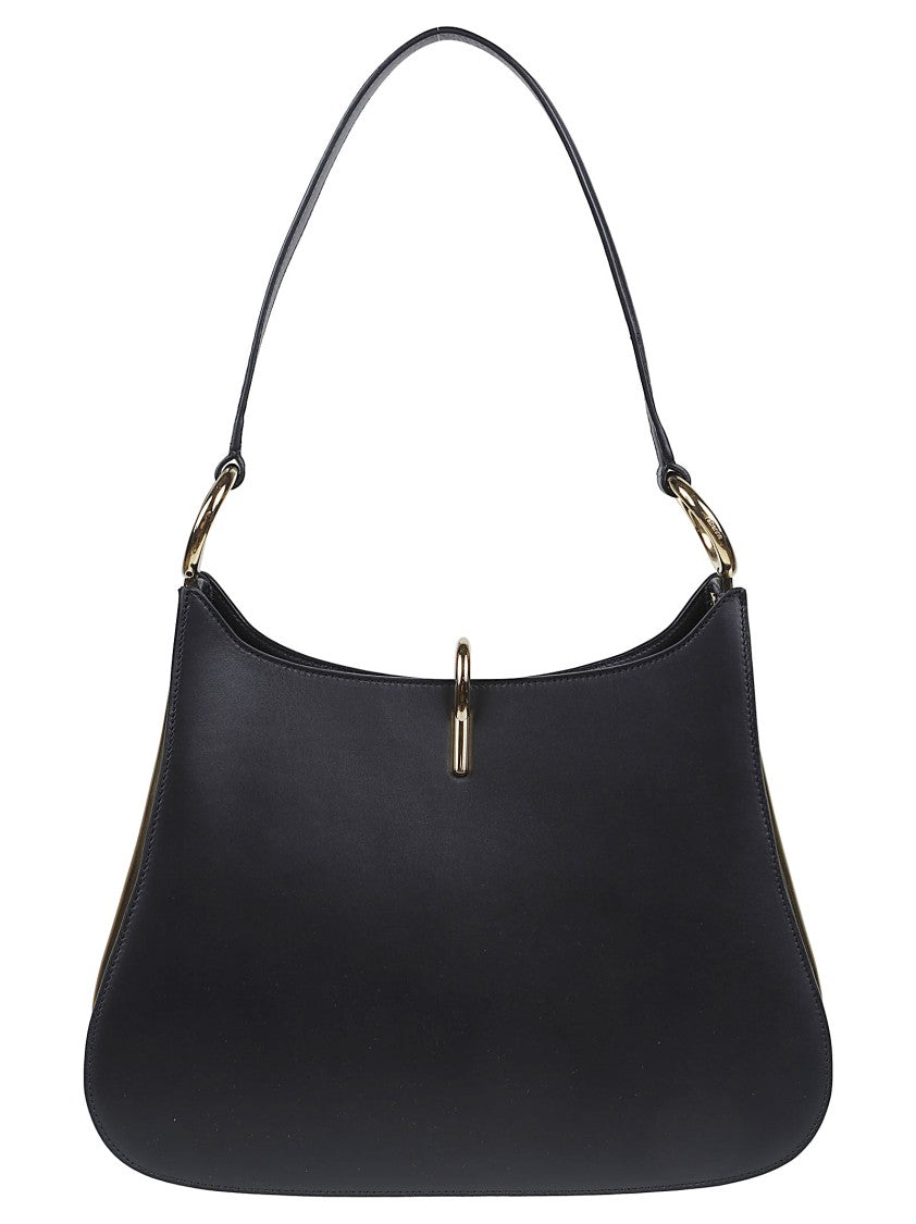Rabanne Large Ring Black Leather Bag