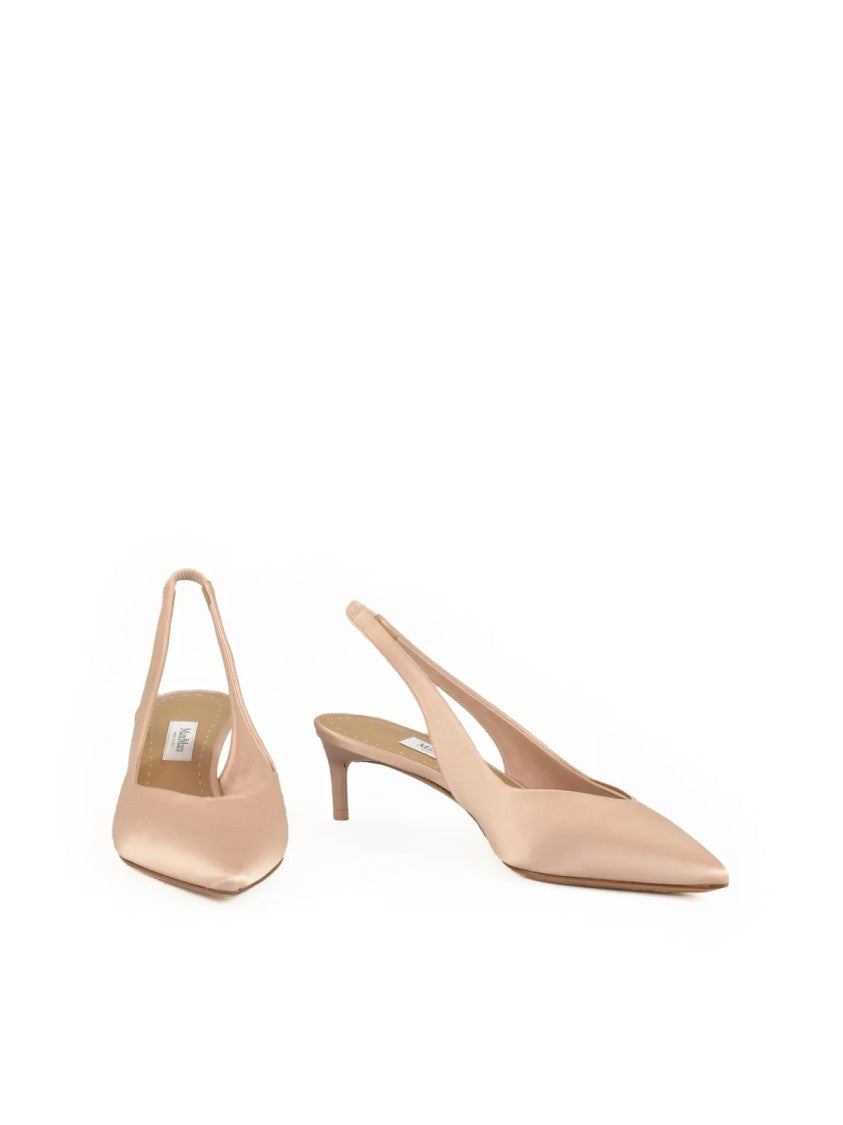 Max Mara Pink Satin Pointed-Toe Slingback Sandals