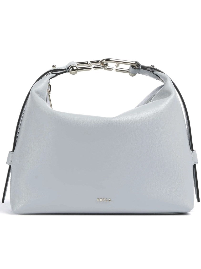 Furla Tonie M Hobo Grey Rectangular Leather Bag