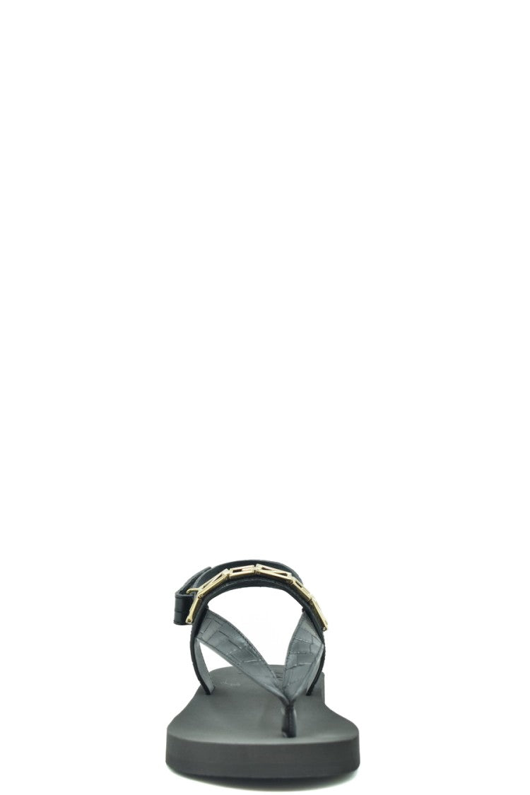 Giuseppe Zanotti Black Leather Sandals With Crocodile-Texture Straps