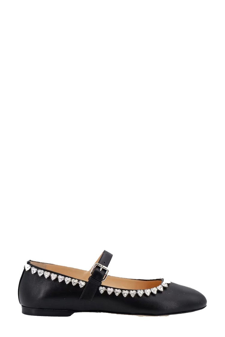 Mach & Mach Black Leather Flats