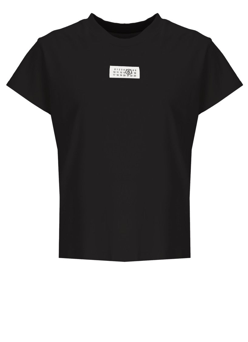 Mm6 By Maison Margiela Black Logoed Cotton T-Shirt