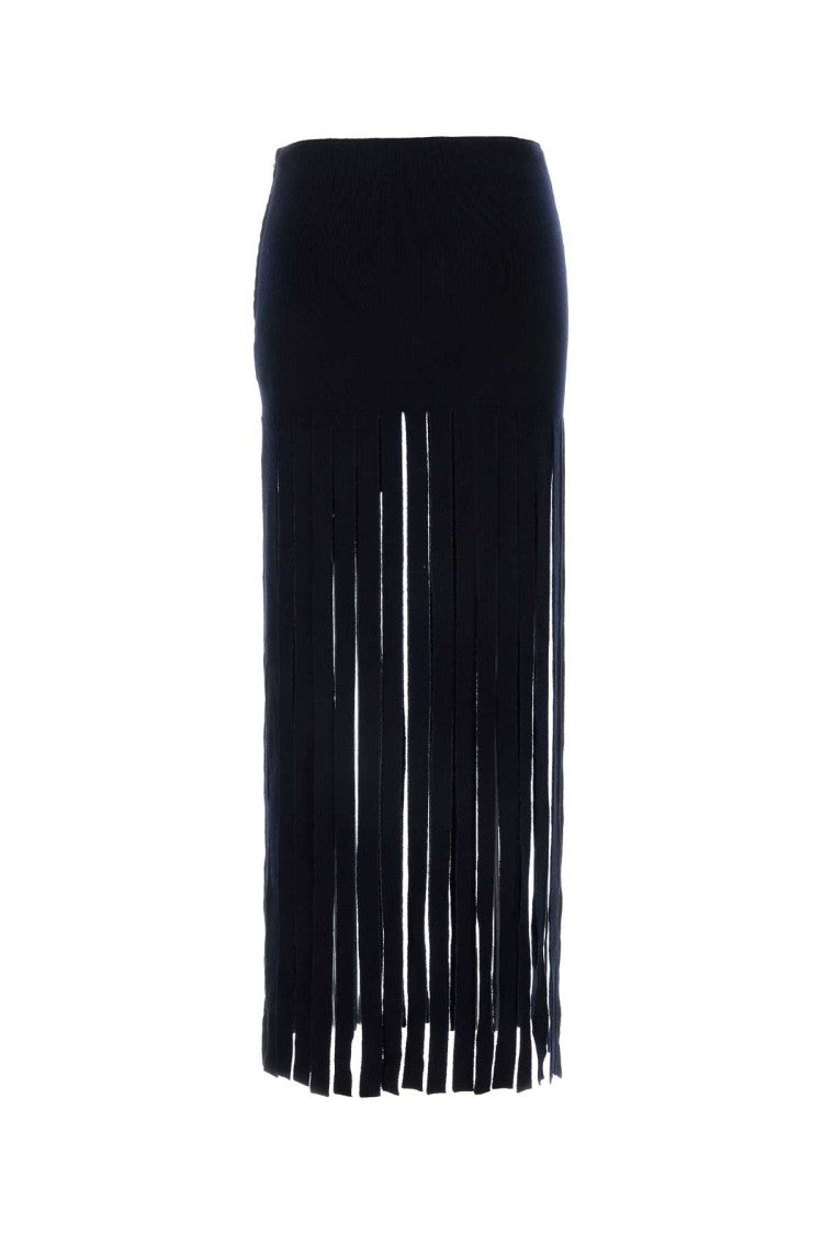 Alanui Midnight Blue Stretch Wool Blend Skirt