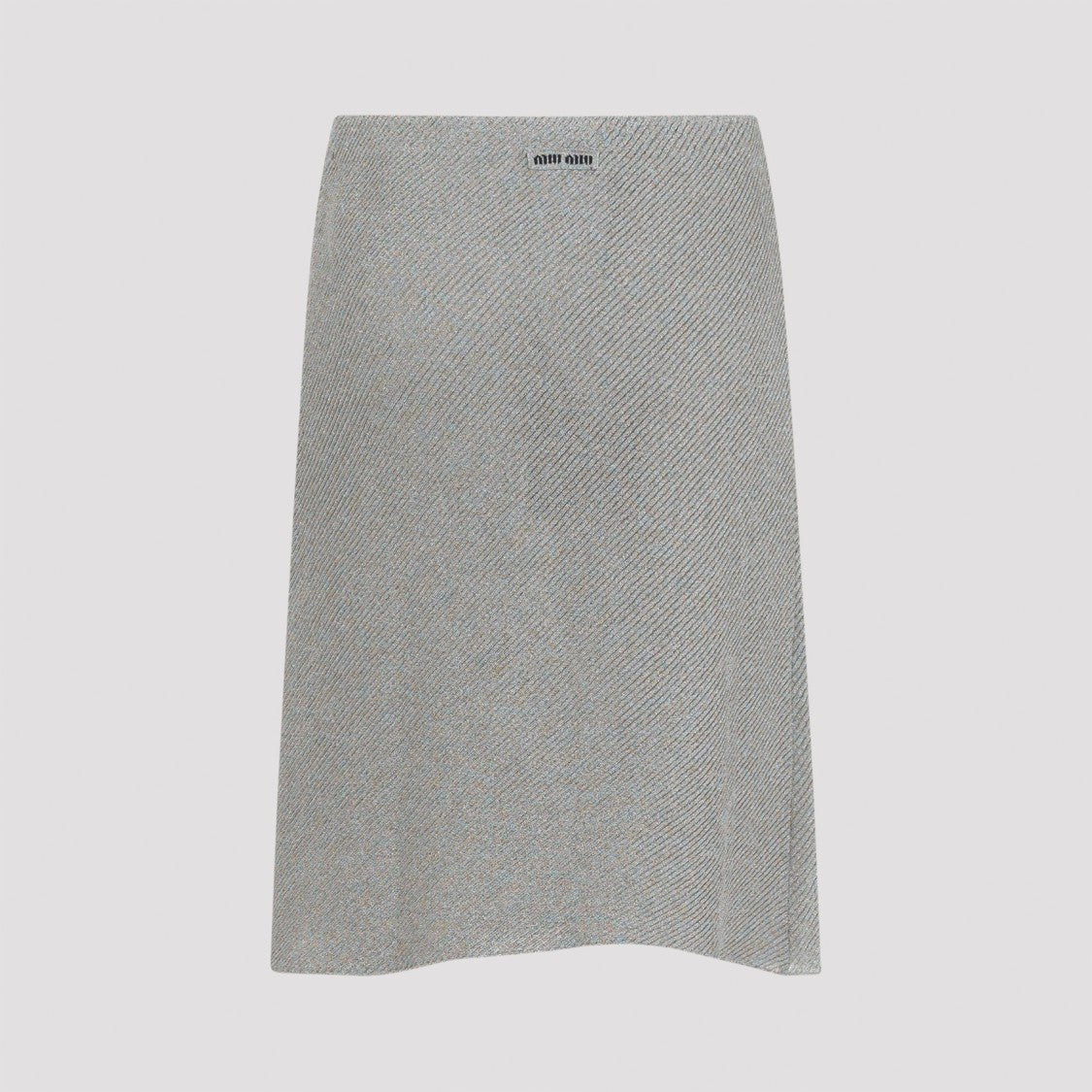 Miu Miu A-Line Midi Skirt With Diagonal Ribbed Texture