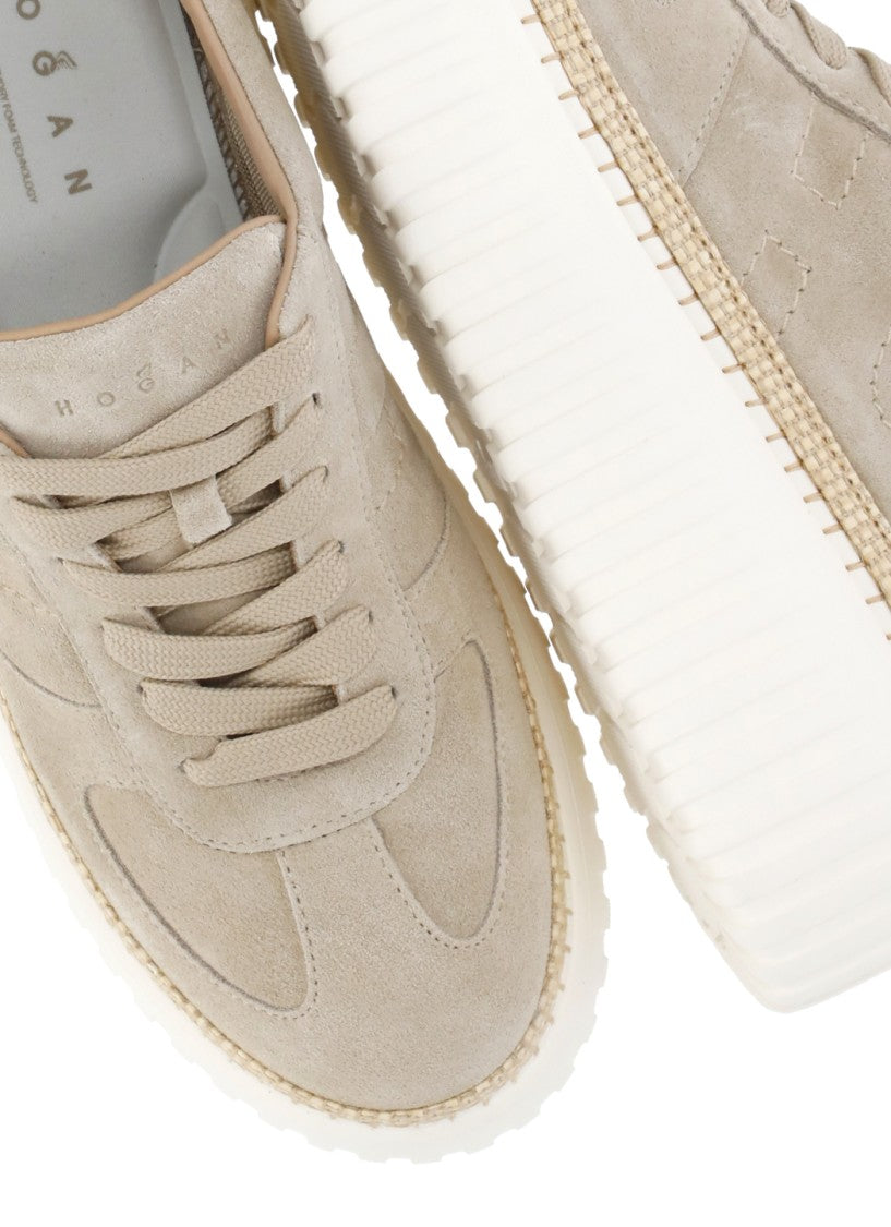 Hogan Beige H-Stripes Tone On Tone Sneakers