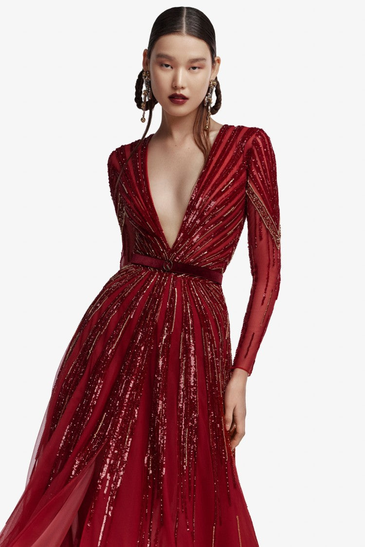 Saiid Kobeisy Embroidered Long Dress