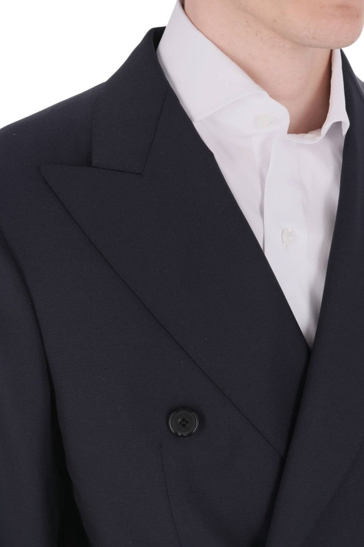Caruso Blue Miura Double-Breasted Wool Suit