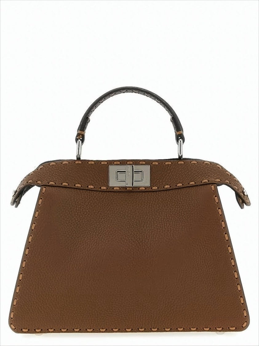 Fendi Trapezoidal Calf Leather Shoulder Bag