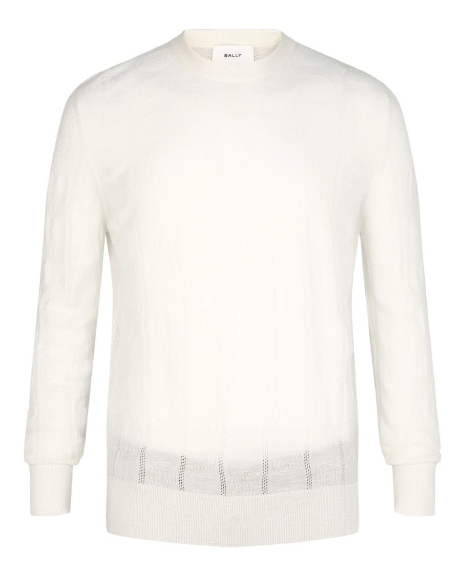 Bally Textured-Knit Crewneck Sweater With Geometric Jacquard Design