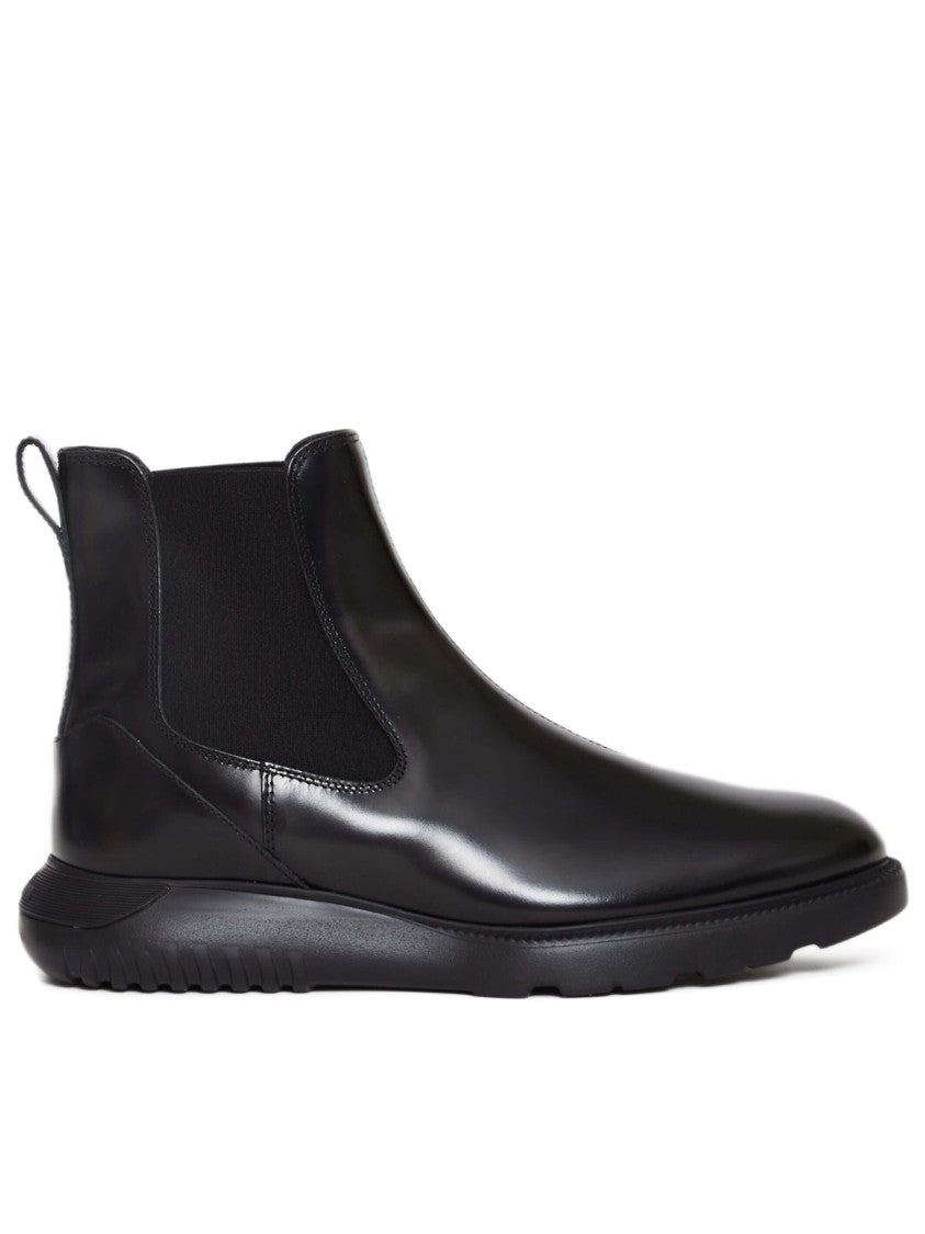 Hogan Black Leather Ankle Boots